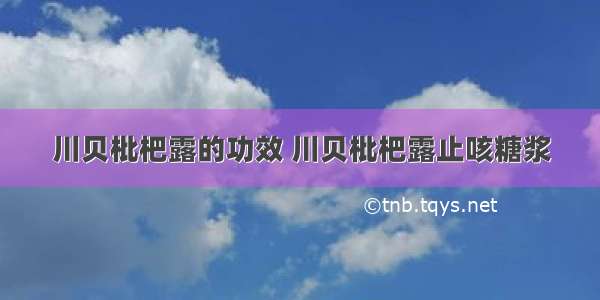 川贝枇杷露的功效 川贝枇杷露止咳糖浆
