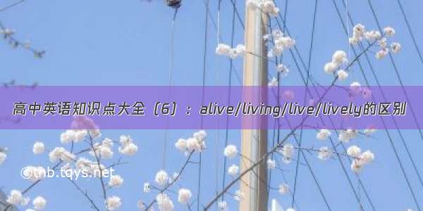 高中英语知识点大全（6）：alive/living/live/lively的区别