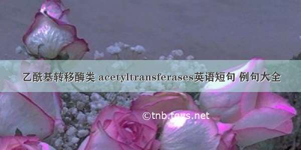 乙酰基转移酶类 acetyltransferases英语短句 例句大全