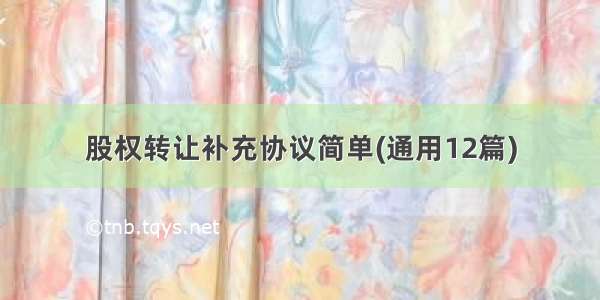 股权转让补充协议简单(通用12篇)