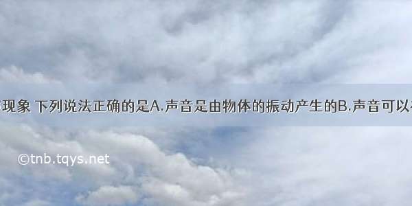 多选题关于声现象 下列说法正确的是A.声音是由物体的振动产生的B.声音可以在真空中传播