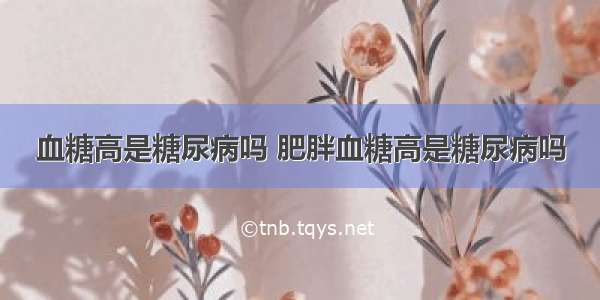 血糖高是糖尿病吗 肥胖血糖高是糖尿病吗