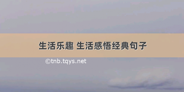 生活乐趣 生活感悟经典句子