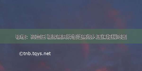 穆棱：高血压 糖尿病两种慢性病纳入医保报销范围