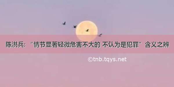 陈洪兵: “情节显著轻微危害不大的 不认为是犯罪”含义之辨