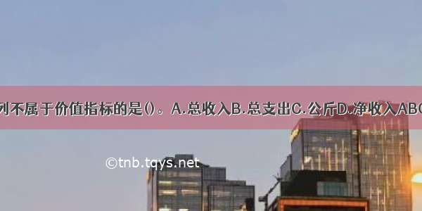 下列不属于价值指标的是()。A.总收入B.总支出C.公斤D.净收入ABCD