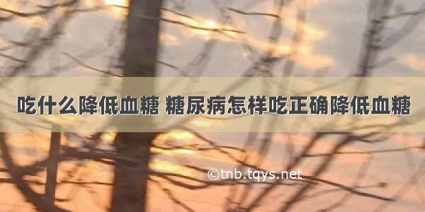 吃什么降低血糖 糖尿病怎样吃正确降低血糖