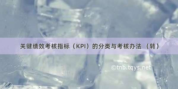 关键绩效考核指标（KPI）的分类与考核办法 （转）