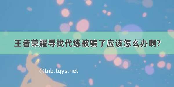 王者荣耀寻找代练被骗了应该怎么办啊?