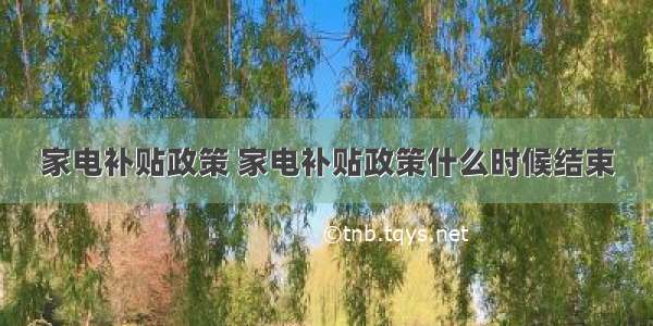 家电补贴政策 家电补贴政策什么时候结束