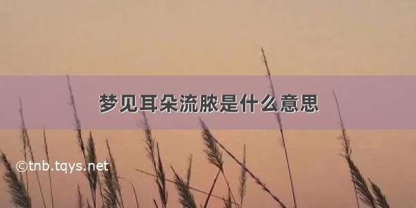 梦见耳朵流脓是什么意思