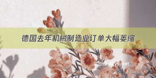 德国去年机械制造业订单大幅萎缩