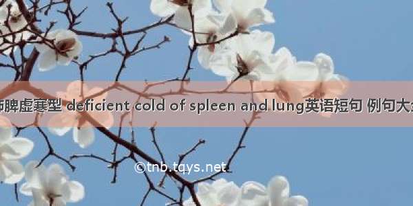 肺脾虚寒型 deficient cold of spleen and lung英语短句 例句大全