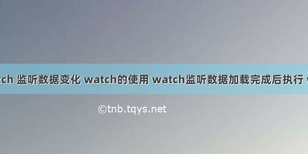 vue之 watch 监听数据变化 watch的使用 watch监听数据加载完成后执行 watch不触