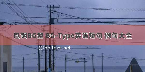 包钢BG型 BG-Type英语短句 例句大全