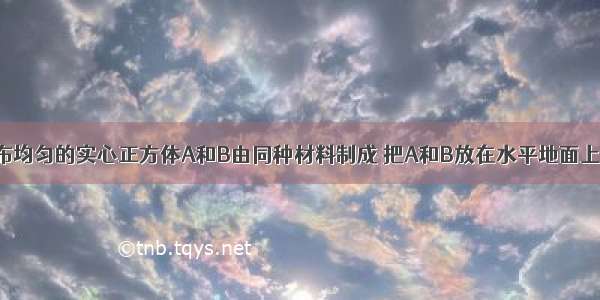 两个质量分布均匀的实心正方体A和B由同种材料制成 把A和B放在水平地面上 它们对地面