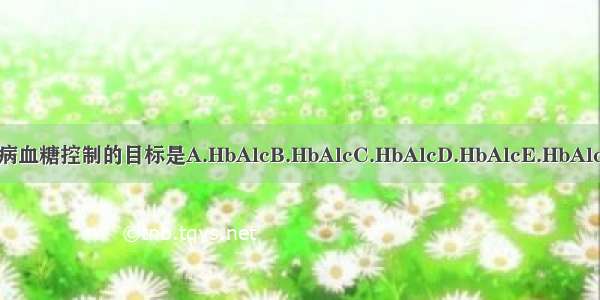 2型糖尿病血糖控制的目标是A.HbAlcB.HbAlcC.HbAlcD.HbAlcE.HbAlcABCDE