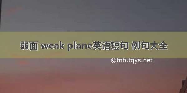 弱面 weak plane英语短句 例句大全