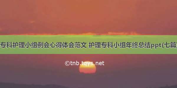 专科护理小组例会心得体会范文 护理专科小组年终总结ppt(七篇)