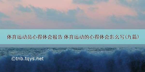 体育运动员心得体会报告 体育运动的心得体会怎么写(九篇)