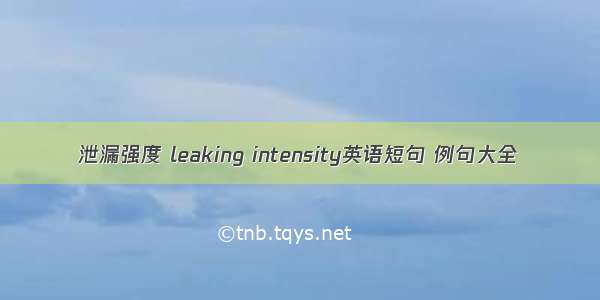 泄漏强度 leaking intensity英语短句 例句大全