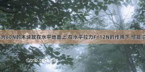 如图所示 重为60N的木块放在水平地面上 在水平拉力F=12N的作用下 恰能沿桌面做匀速