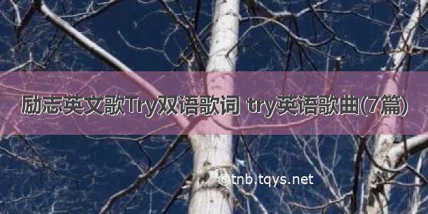 励志英文歌Try双语歌词 try英语歌曲(7篇)