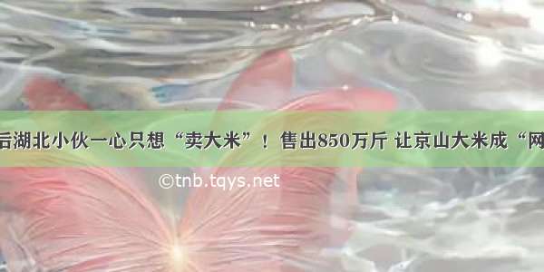 95后湖北小伙一心只想“卖大米”！售出850万斤 让京山大米成“网红”