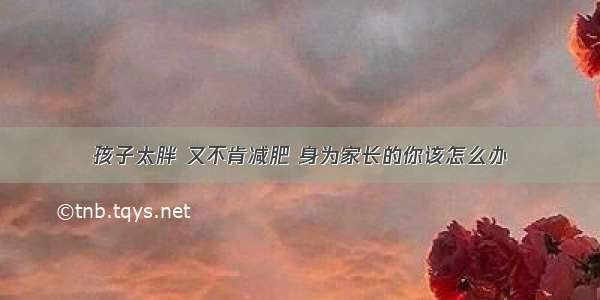 孩子太胖 又不肯减肥 身为家长的你该怎么办