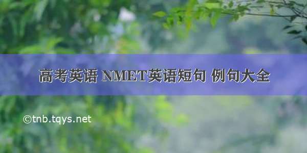 高考英语 NMET英语短句 例句大全