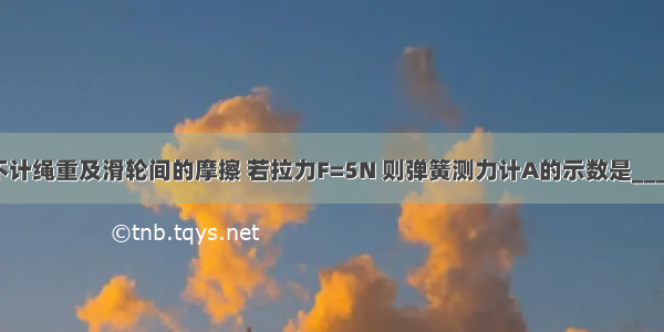 如图所示 不计绳重及滑轮间的摩擦 若拉力F=5N 则弹簧测力计A的示数是________?N B