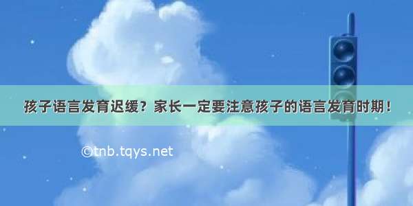 孩子语言发育迟缓？家长一定要注意孩子的语言发育时期！