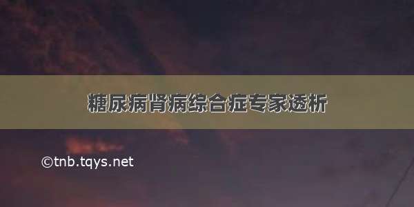 糖尿病肾病综合症专家透析