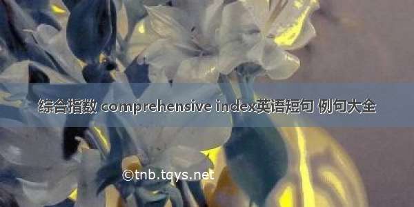 综合指数 comprehensive index英语短句 例句大全