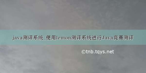 java测评系统_使用lemon测评系统进行Java竞赛测评