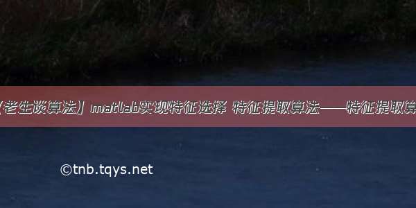 【老生谈算法】matlab实现特征选择 特征提取算法——特征提取算法