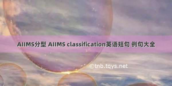 AIIMS分型 AIIMS classification英语短句 例句大全