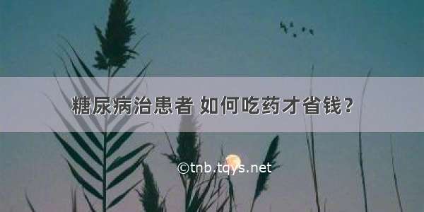 糖尿病治患者 如何吃药才省钱？