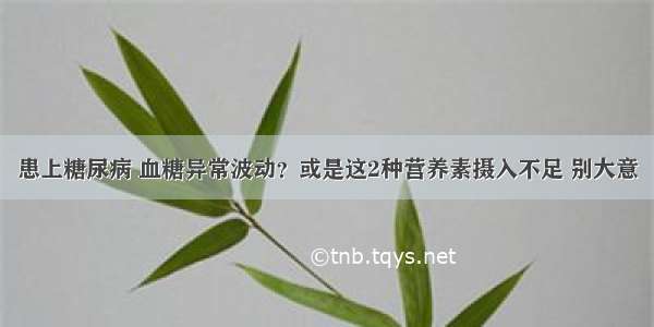 患上糖尿病 血糖异常波动？或是这2种营养素摄入不足 别大意