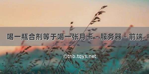 喝一瓶合剂等于喝一张月卡 – 服务器 – 前端