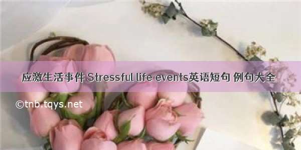 应激生活事件 Stressful life events英语短句 例句大全