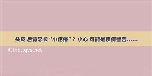 头皮 后背总长“小疙瘩”？小心 可能是疾病警告……