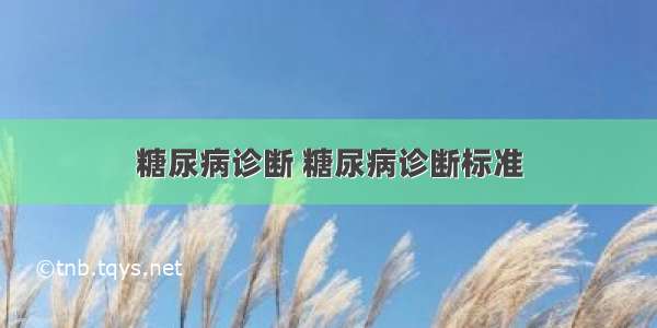 糖尿病诊断 糖尿病诊断标准