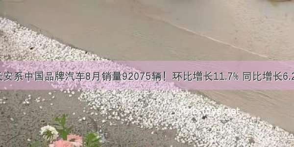 长安系中国品牌汽车8月销量92075辆！环比增长11.7% 同比增长6.2%