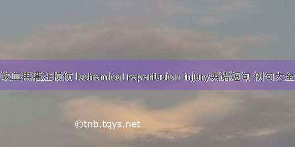 缺血再灌注损伤 Ischemical reperfusion injury英语短句 例句大全