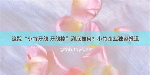 追踪“小竹牙线 牙线棒”到底如何？小竹企业独家报道