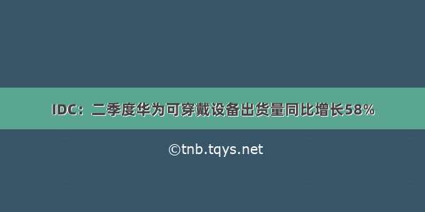 IDC：二季度华为可穿戴设备出货量同比增长58%