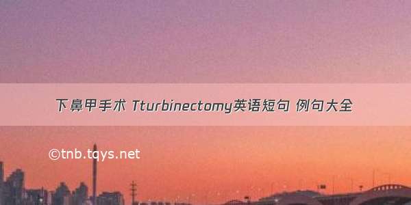 下鼻甲手术 Tturbinectomy英语短句 例句大全