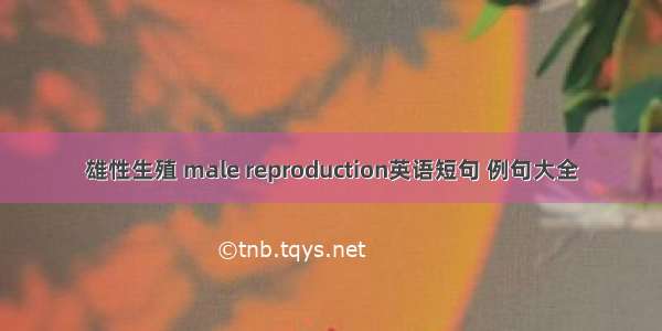 雄性生殖 male reproduction英语短句 例句大全