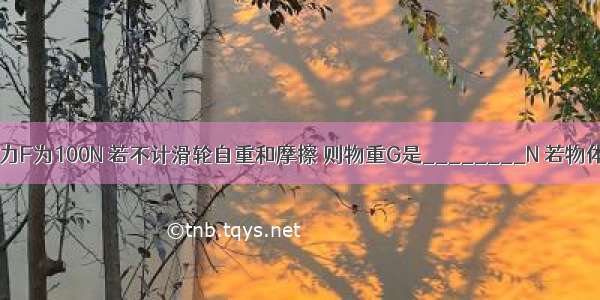 如图所示 拉力F为100N 若不计滑轮自重和摩擦 则物重G是________N 若物体以1m/s的